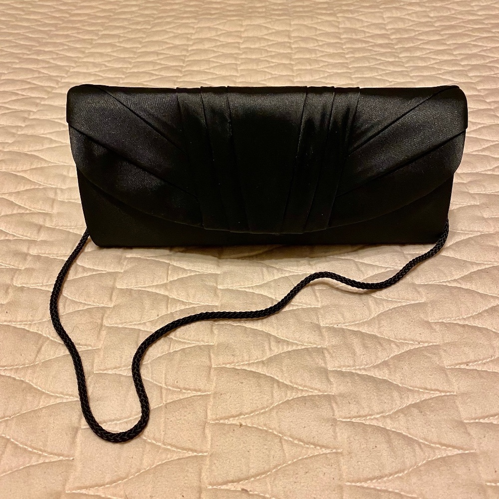 Jessica McClintock Black Satin Evening purse